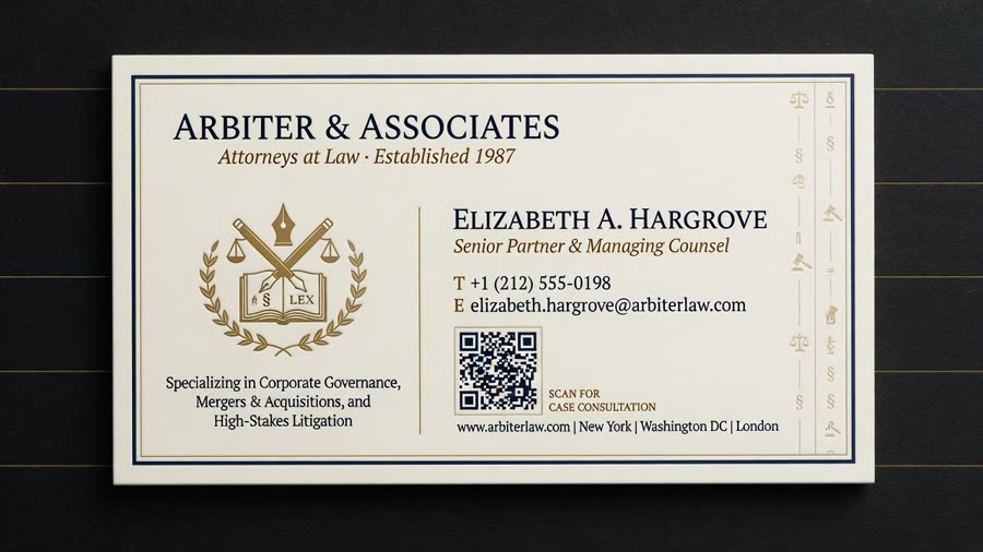 Legal business card with QR code