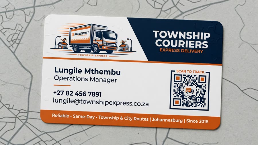 Courier business card with QR code