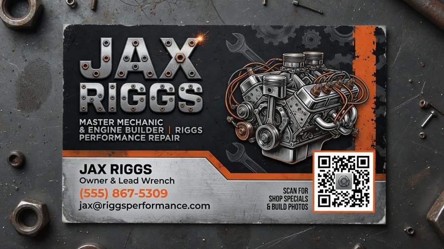 Mechanic business card with QR code
